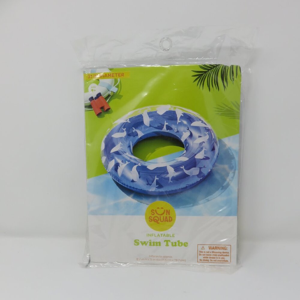 (#126) Sun Squad Inflatable Swim Tube Whale Print